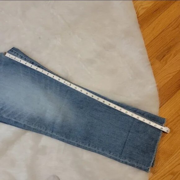 POINT SUR X J.CREW High Rise Slim Boy Raw Hem Straight Leg Light Wash Cuff Jeans - Picture 8 of 9